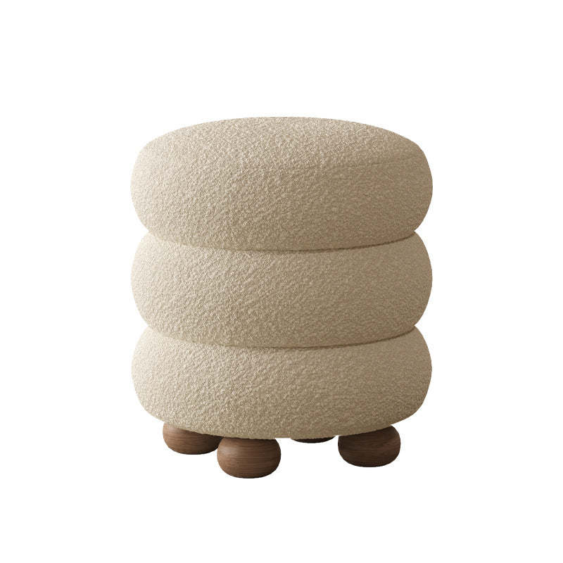 Nordic Candied-Haws Lambswool Solid Wood Backless Footstool