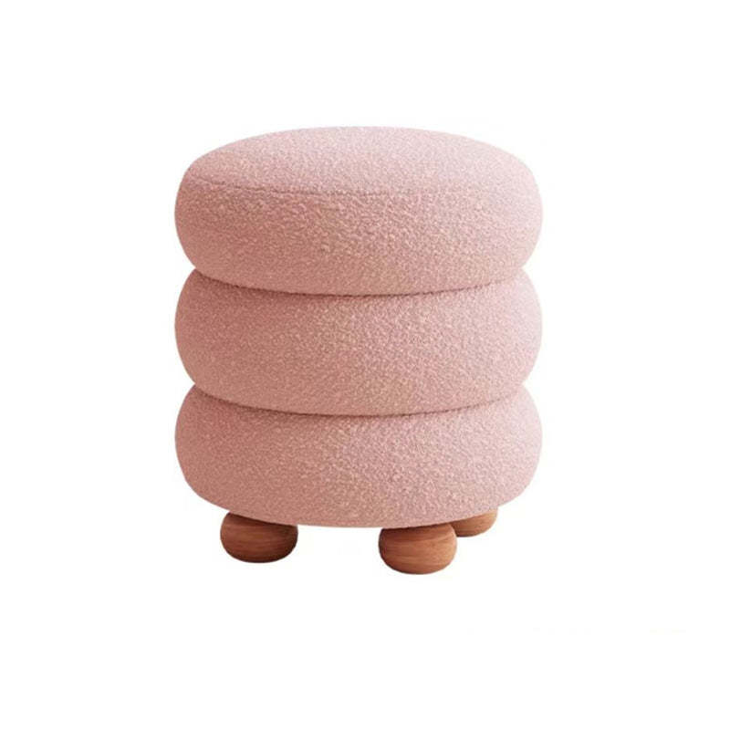 Nordic Candied-Haws Lambswool Solid Wood Backless Footstool