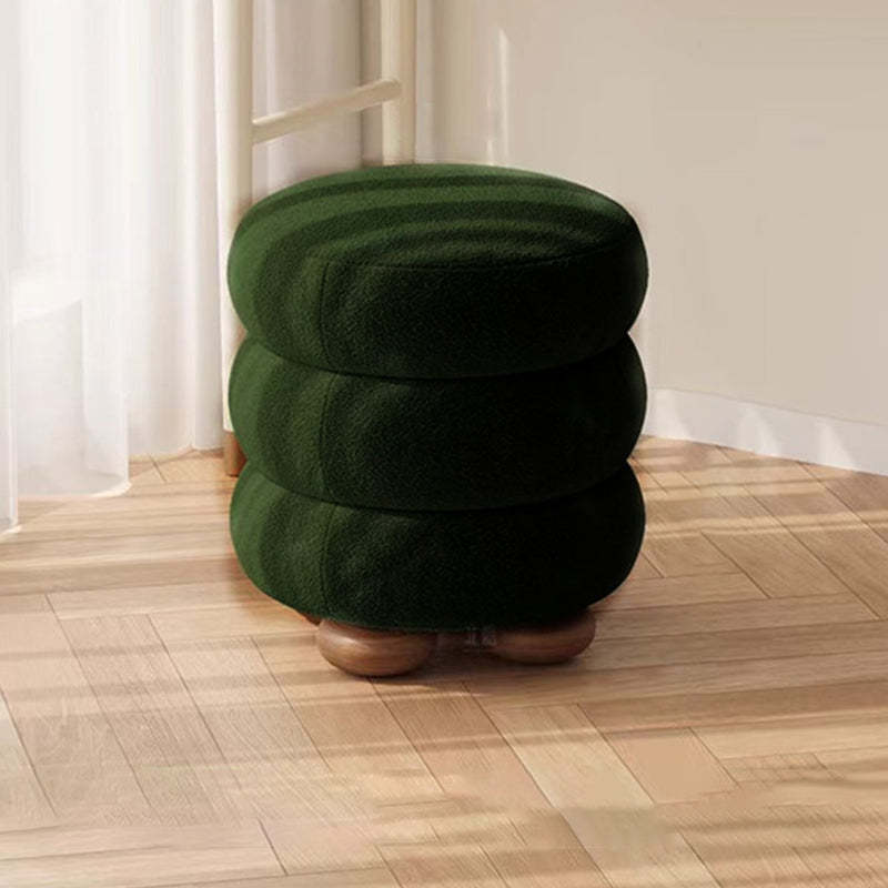 Nordic Candied-Haws Lambswool Solid Wood Backless Footstool