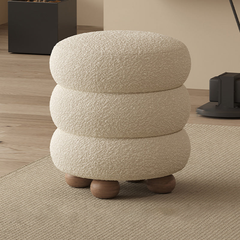 Nordic Candied-Haws Lambswool Solid Wood Backless Footstool