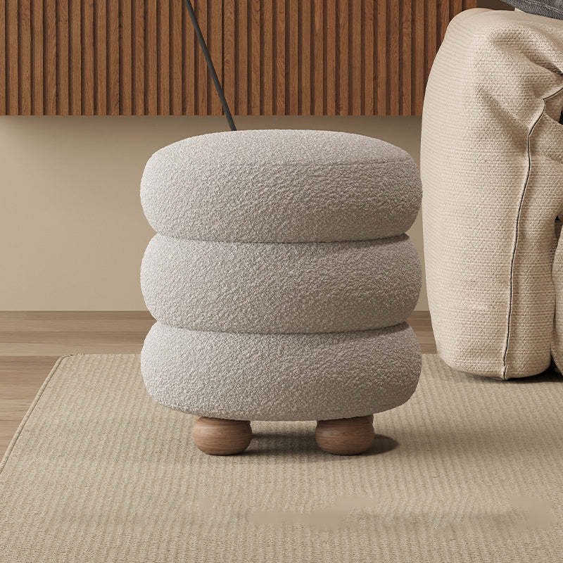 Nordic Candied-Haws Lambswool Solid Wood Backless Footstool
