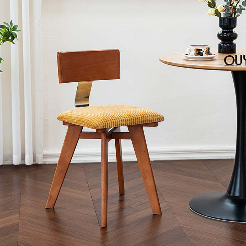 Retro Corduroy Rubberwood Dining Chair