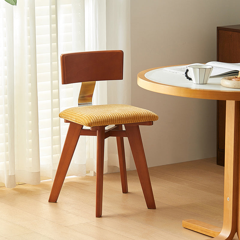 Retro Corduroy Rubberwood Dining Chair