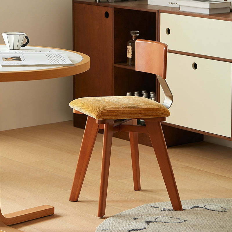 Retro Corduroy Rubberwood Dining Chair
