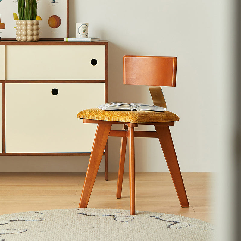 Retro Corduroy Rubberwood Dining Chair