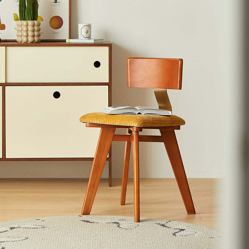 Retro Corduroy Rubberwood Dining Chair