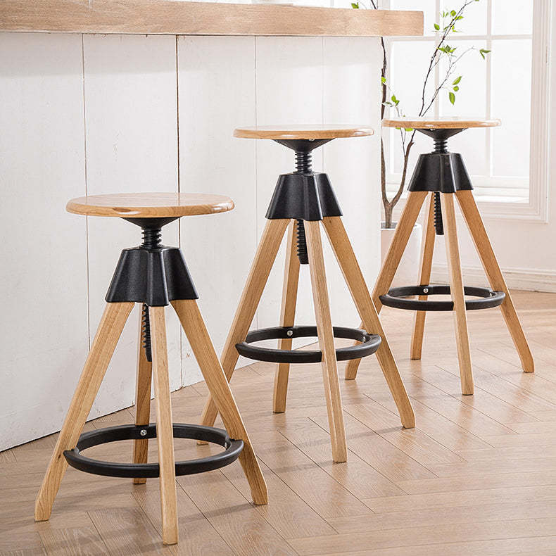 Rotatable Rubberwood Nylon Backless Bar Stool
