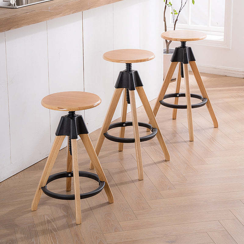 Rotatable Rubberwood Nylon Backless Bar Stool