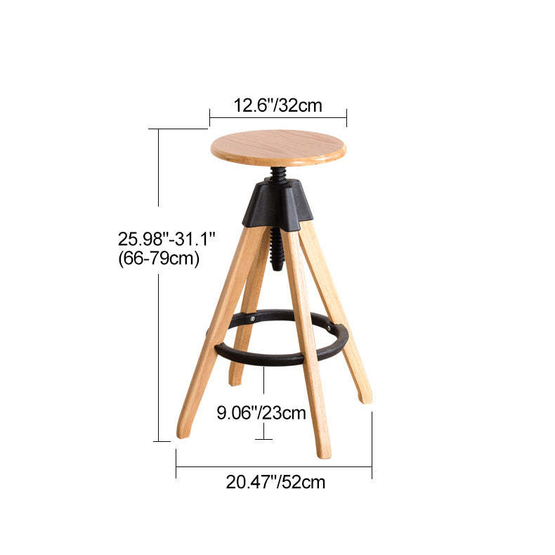 Rotatable Rubberwood Nylon Backless Bar Stool