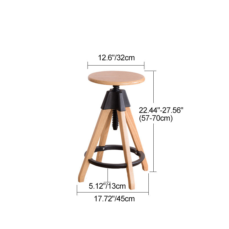 Rotatable Rubberwood Nylon Backless Bar Stool
