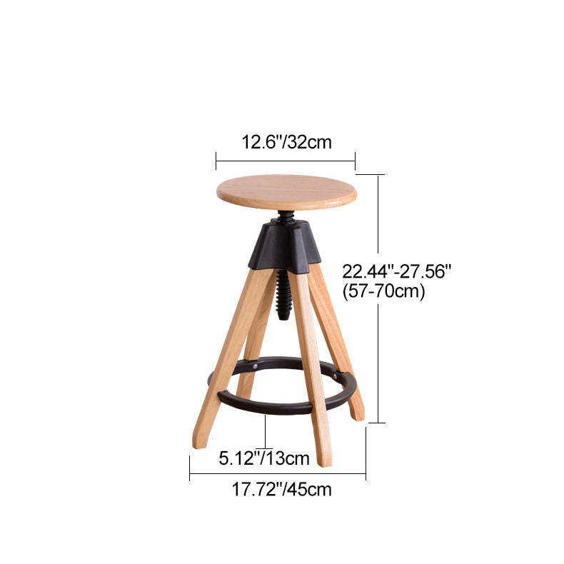 Rotatable Rubberwood Nylon Backless Bar Stool