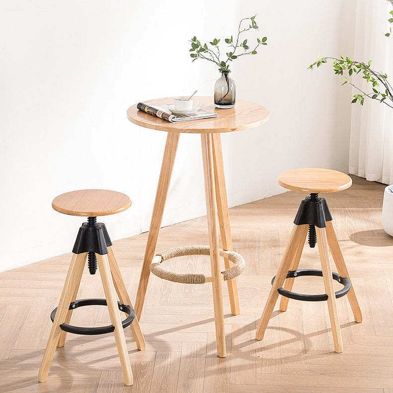 Rotatable Rubberwood Nylon Backless Bar Stool