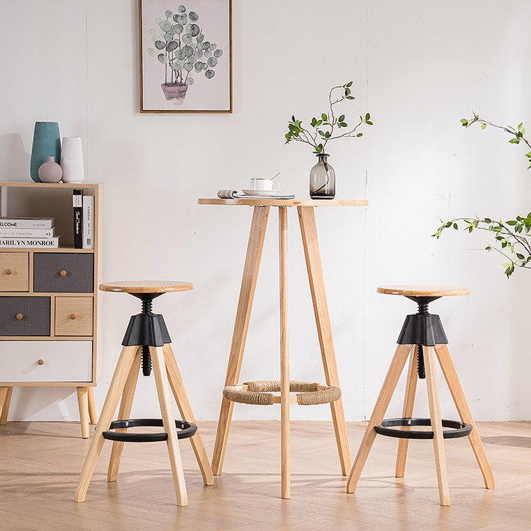 Rotatable Rubberwood Nylon Backless Bar Stool