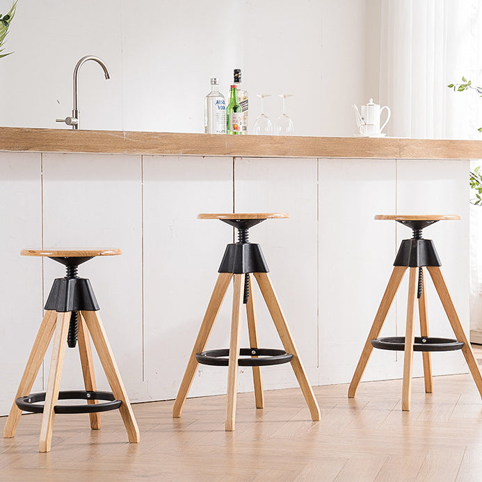 Minimalist rubberwood nylon bar & counter stools — 31" H x 20" Dia x 12.6" L