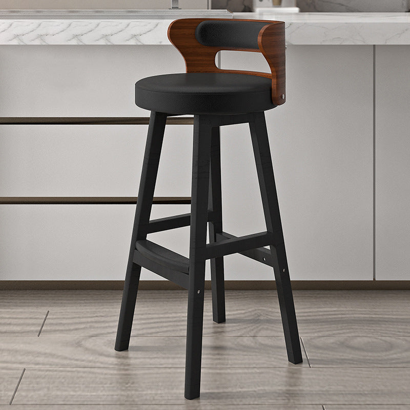 Nordic Fabric Leather Wood Bar Stool