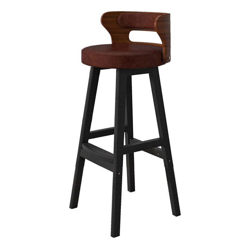 Nordic Fabric Leather Wood Bar Stool