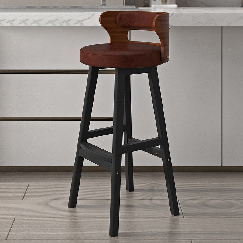 Nordic Fabric Leather Wood Bar Stool