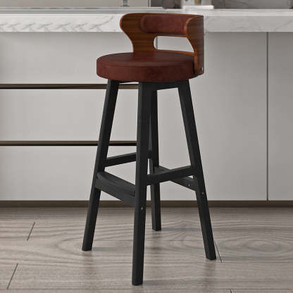 Nordic Fabric Leather Wood Bar Stool