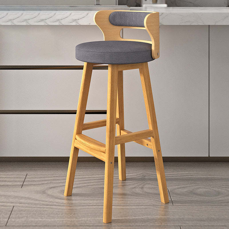 Nordic Fabric Leather Wood Bar Stool