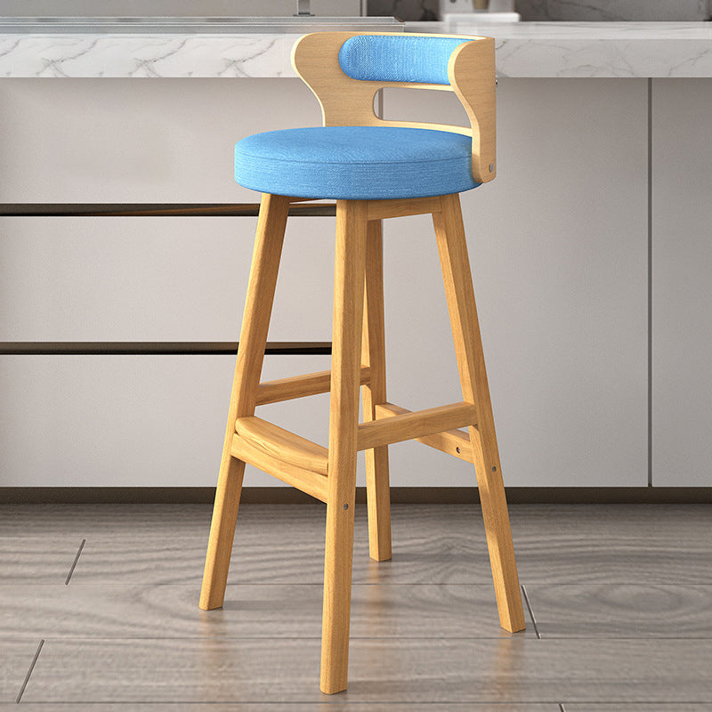 Nordic Fabric Leather Wood Bar Stool