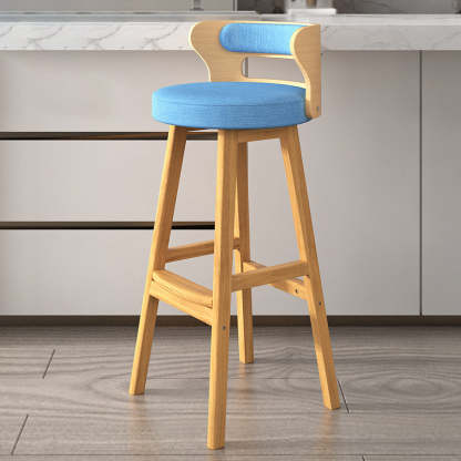 Nordic Fabric Leather Wood Bar Stool