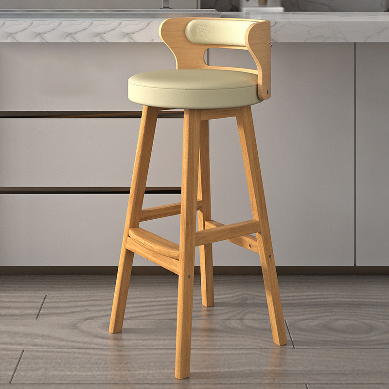 Nordic Fabric Leather Wood Bar Stool
