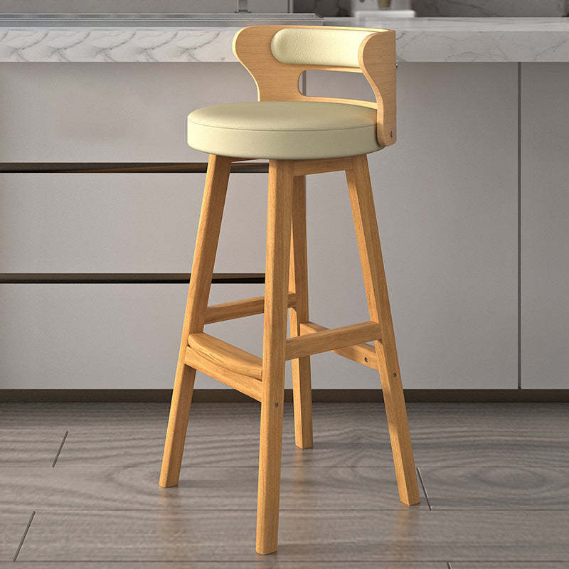 Nordic Fabric Leather Wood Bar Stool