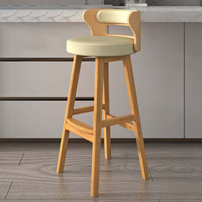 Nordic Fabric Leather Wood Bar Stool