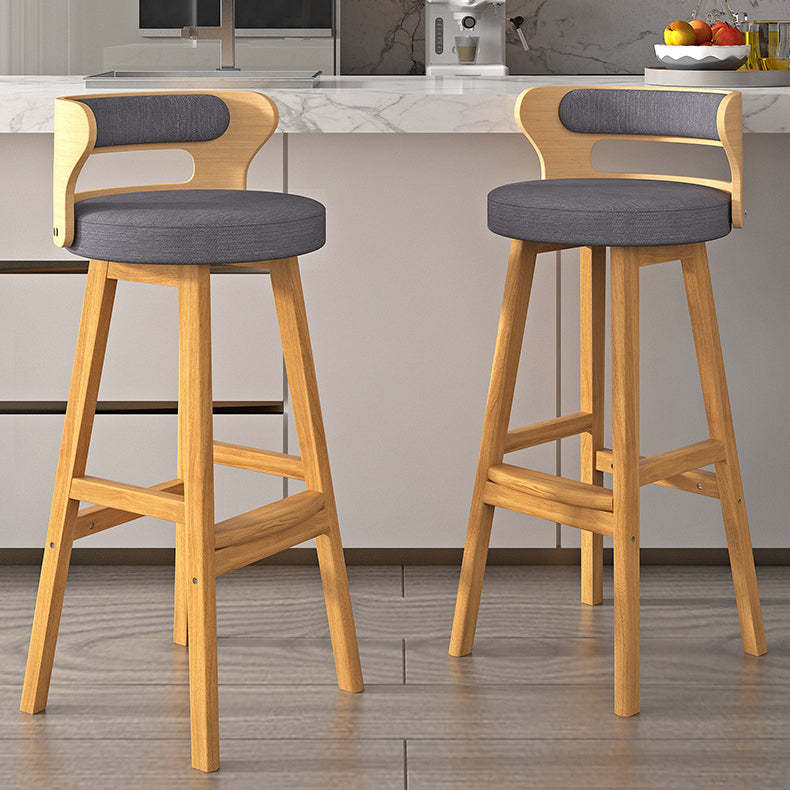 Nordic Fabric Leather Wood Bar Stool