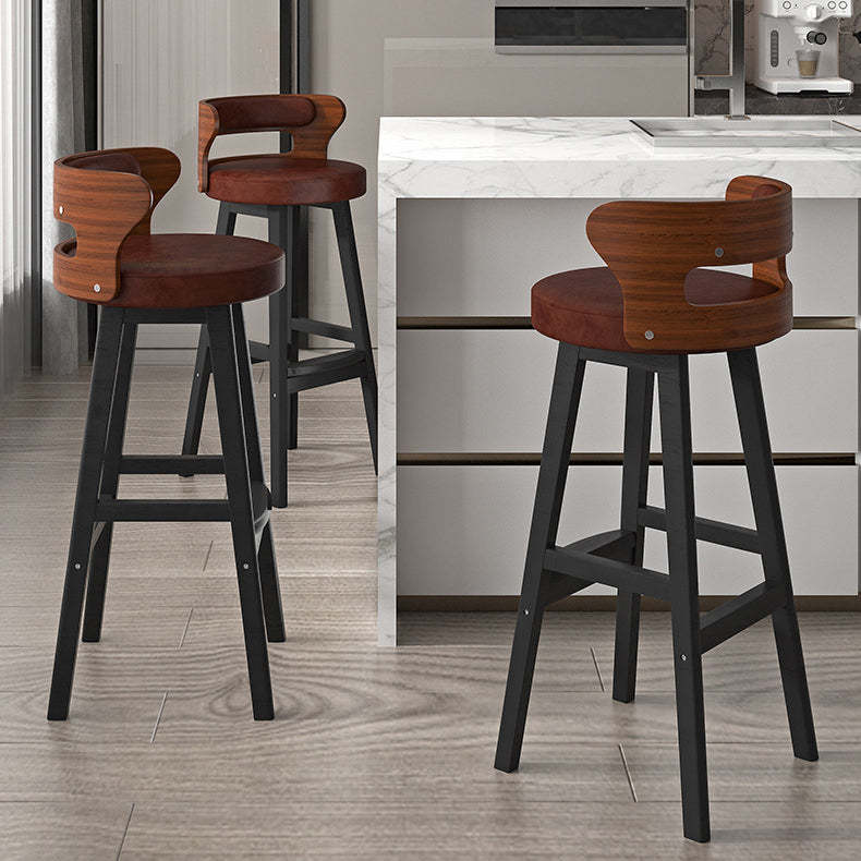 Nordic Fabric Leather Wood Bar Stool
