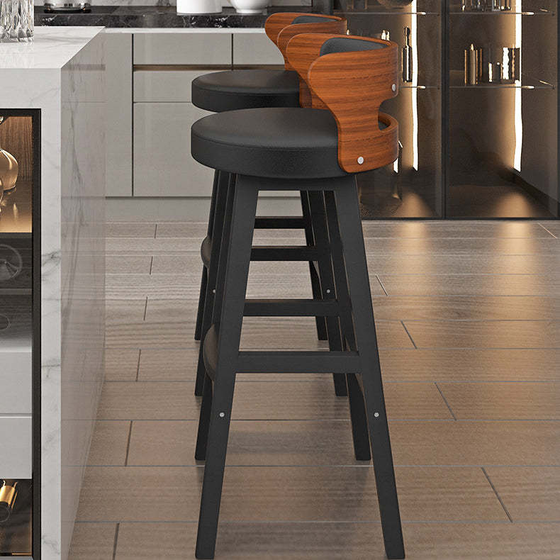 Nordic Fabric Leather Wood Bar Stool