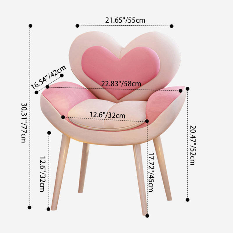 Nordic Love Heart Flannelette Pine Vanity Stool — Orange + Off White