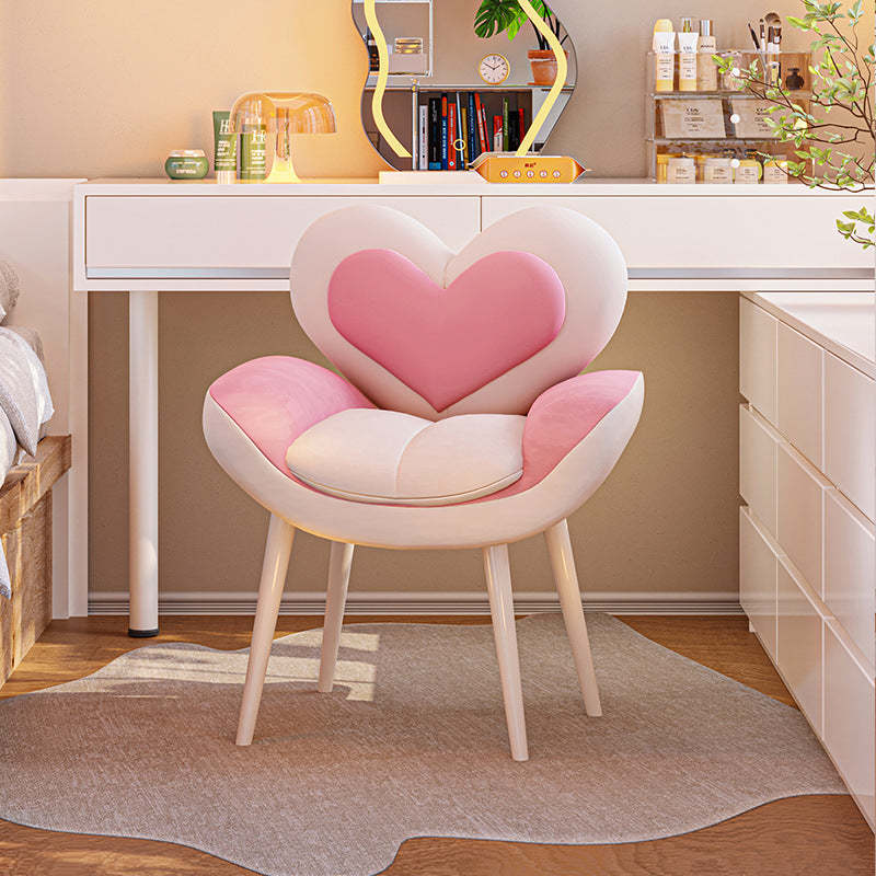 Nordic Love Heart Flannelette Pine Vanity Stool