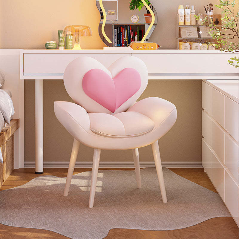 Nordic Love Heart Flannelette Pine Vanity Stool