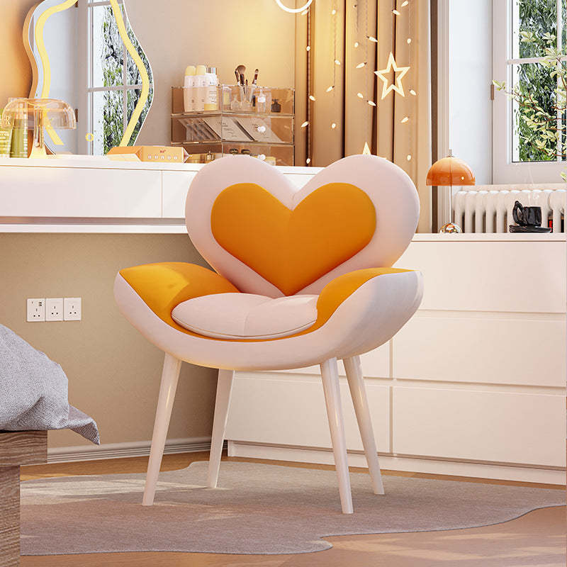 Nordic Love Heart Flannelette Pine Vanity Stool