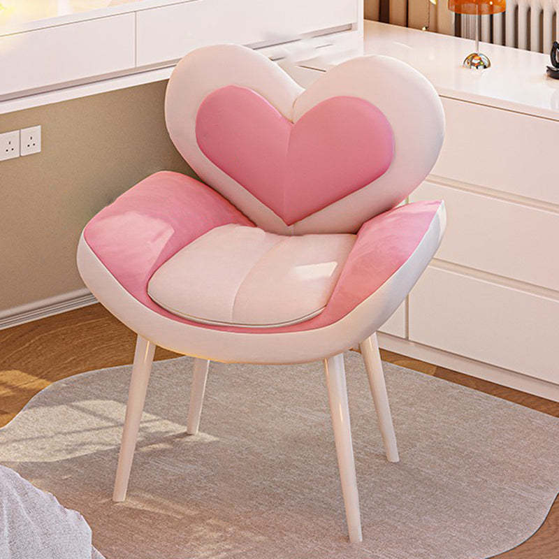 Nordic Love Heart Flannelette Pine Vanity Stool — Pink + Off White