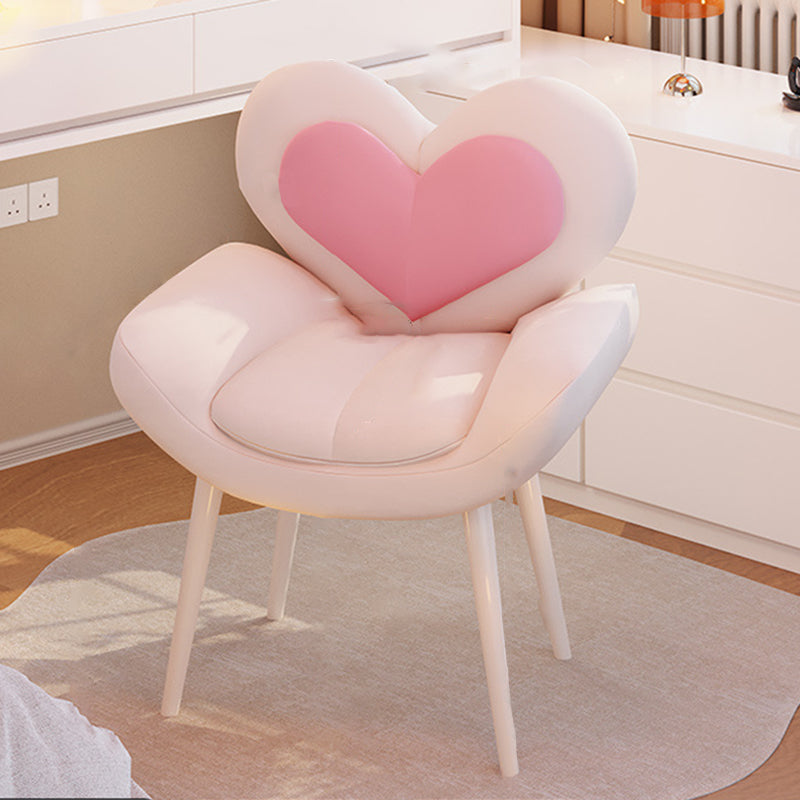 Nordic Love Heart Flannelette Pine Vanity Stool — Off White + Pink