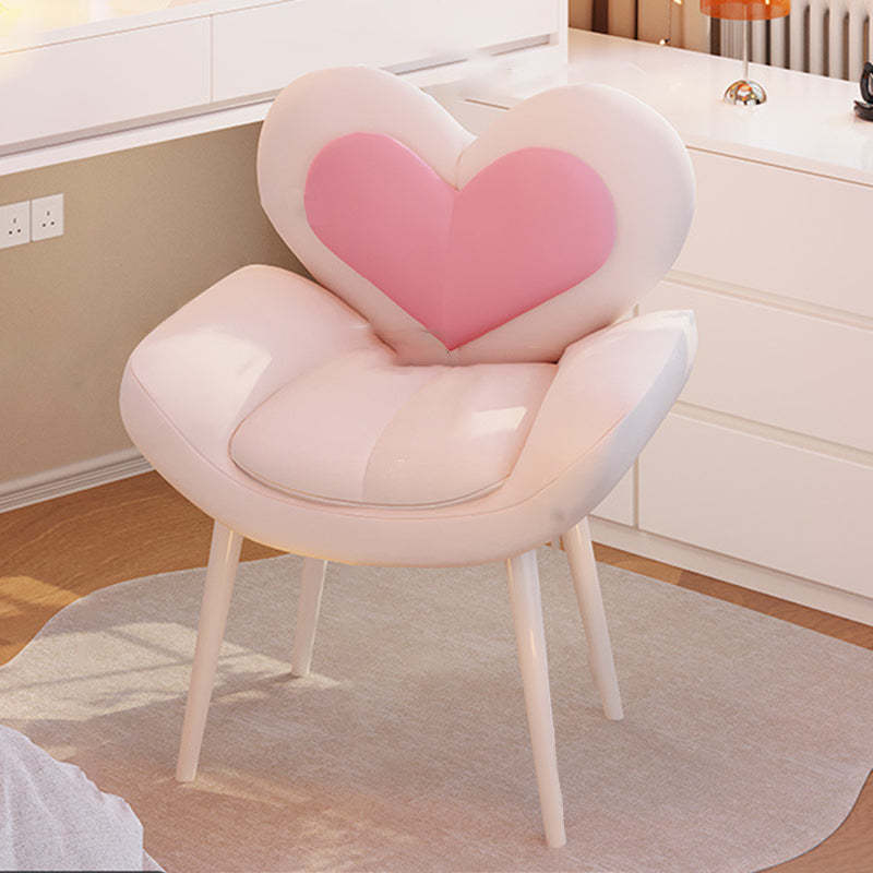 Nordic Love Heart Flannelette Pine Vanity Stool — Off White + Pink