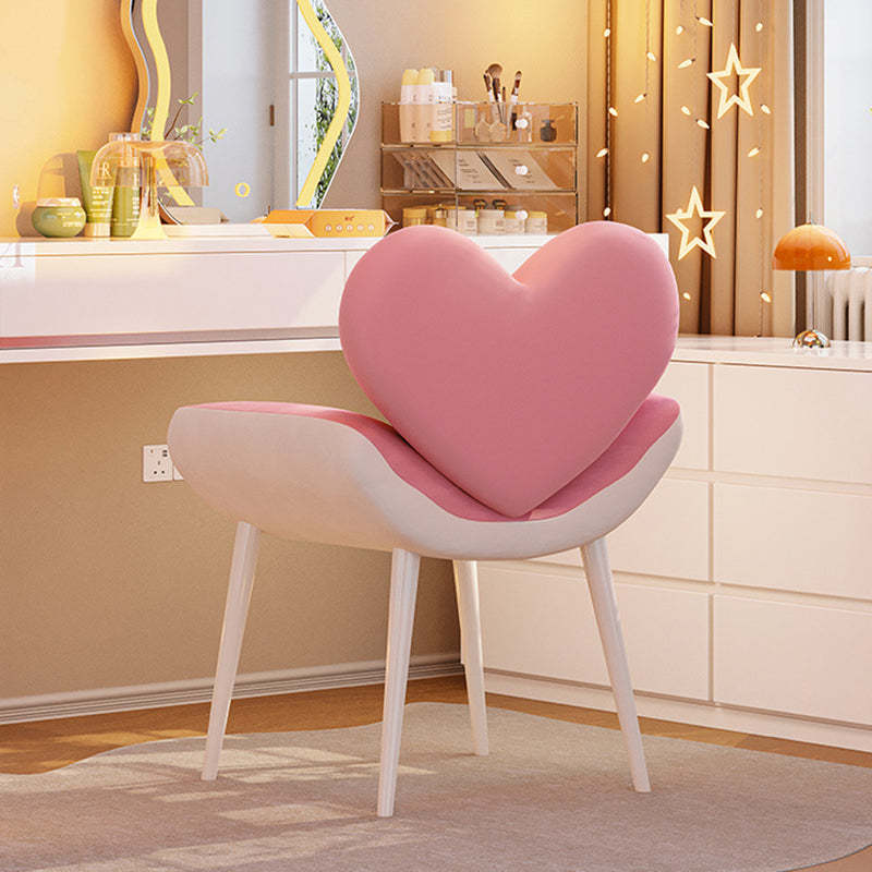 Nordic Love Heart Flannelette Pine Vanity Stool