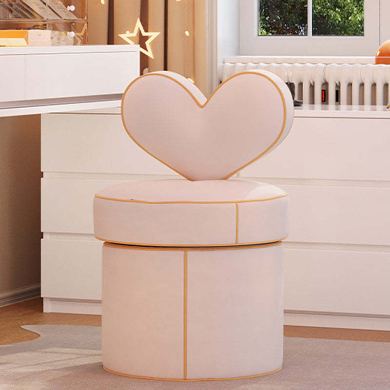 Nordic Cylinder Swivel Flannelette Pine Vanity Stool — Nonrotation / Off White + Gray