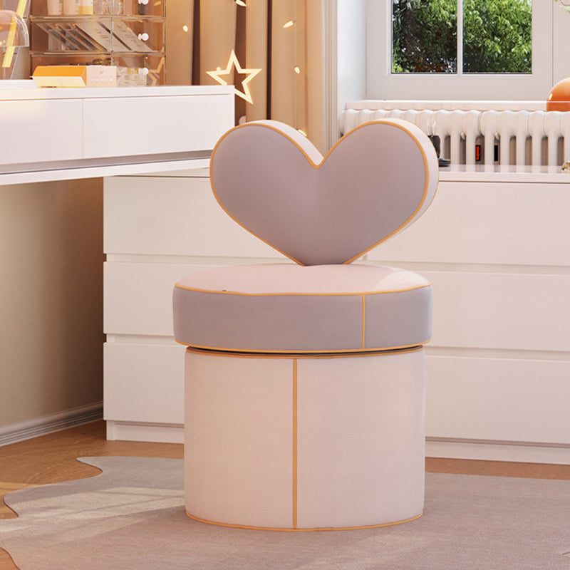Nordic Cylinder Swivel Flannelette Pine Vanity Stool — Nonrotation / Off White