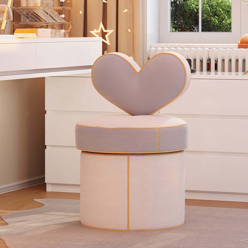 Nordic Cylinder Swivel Flannelette Pine Vanity Stool — Nonrotation / Off White