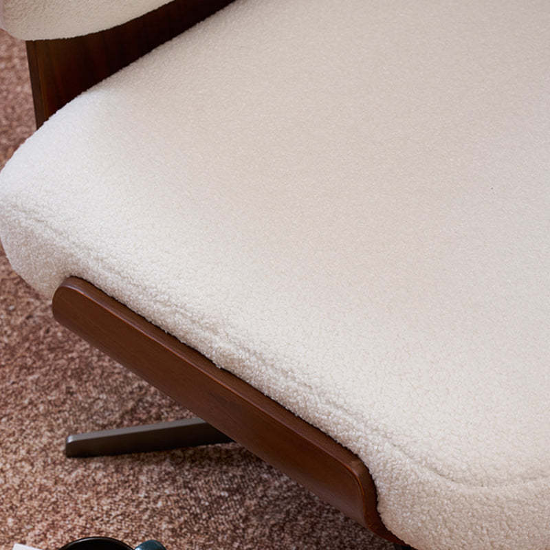 French Lambswool Walnut Steel Sofa