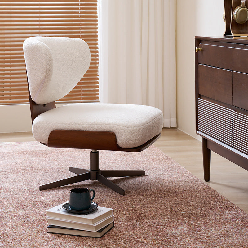 French Lambswool Walnut Steel Sofa