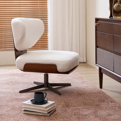 French Lambswool Walnut Steel Sofa
