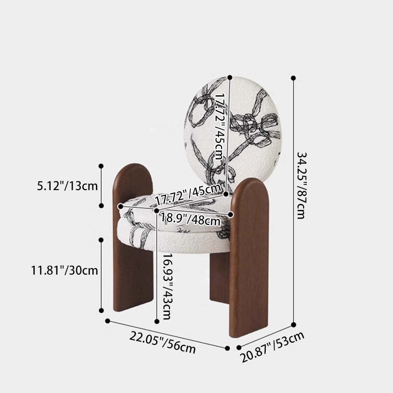 French Ribbon Lambswool Walnut Vanity Stool
