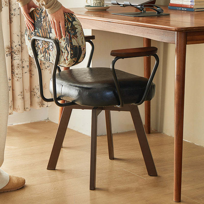 Retro Leather Sunflower Swivel Desk Chair
