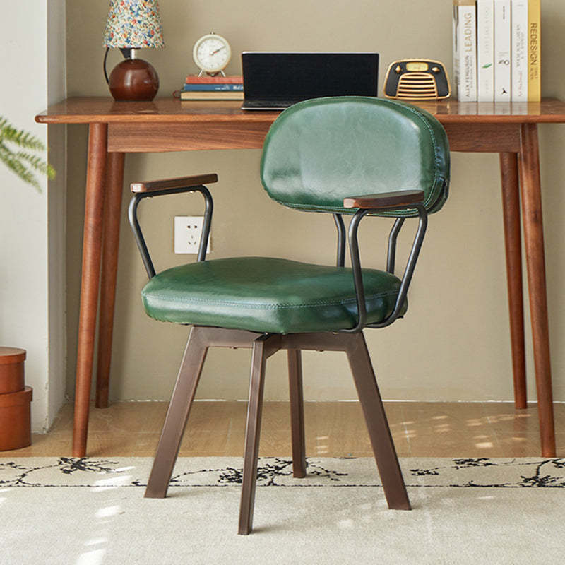 Retro Leather Sunflower Swivel Desk Chair — Floral + Black