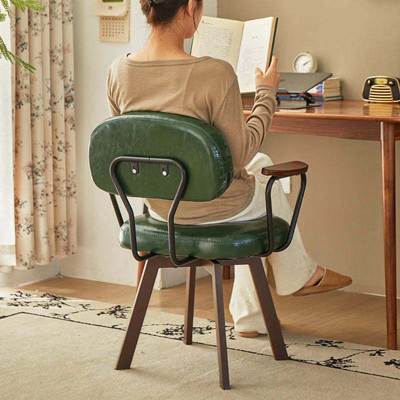 Retro Leather Sunflower Swivel Desk Chair