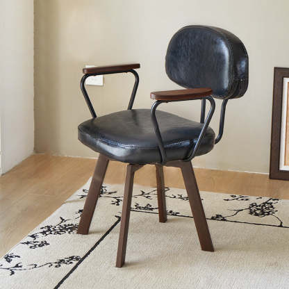Retro Leather Sunflower Swivel Desk Chair